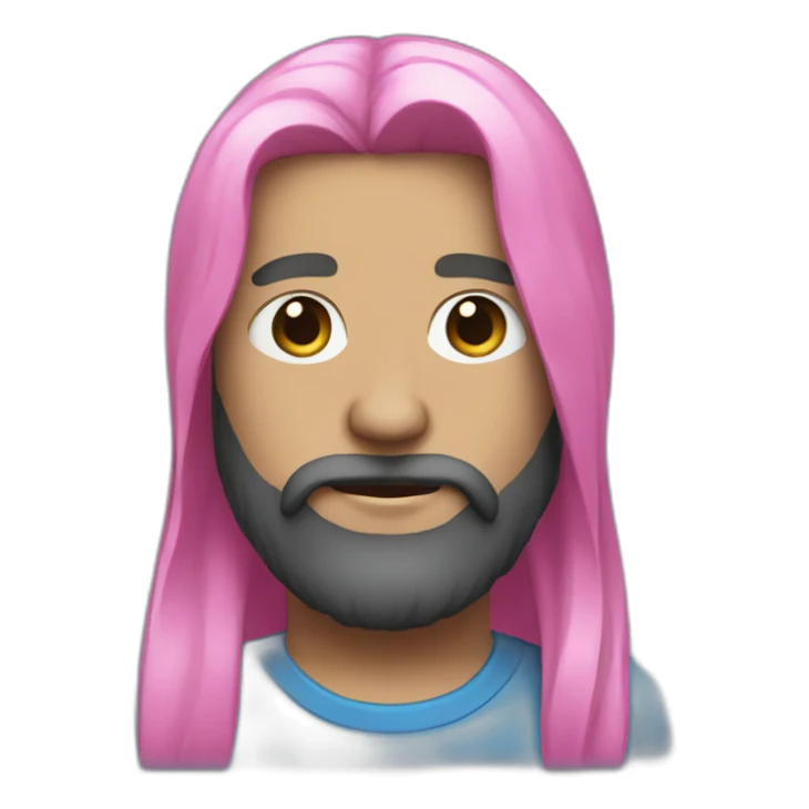 Bearded man blue and pink long hair sticker