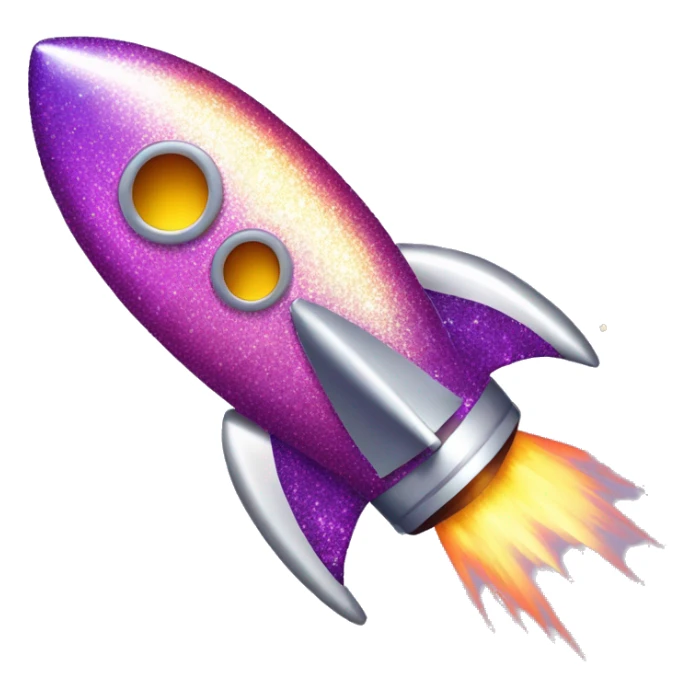 rocket covered by shiny glitter like a disco ball, diagonal and a bit bigger sticker