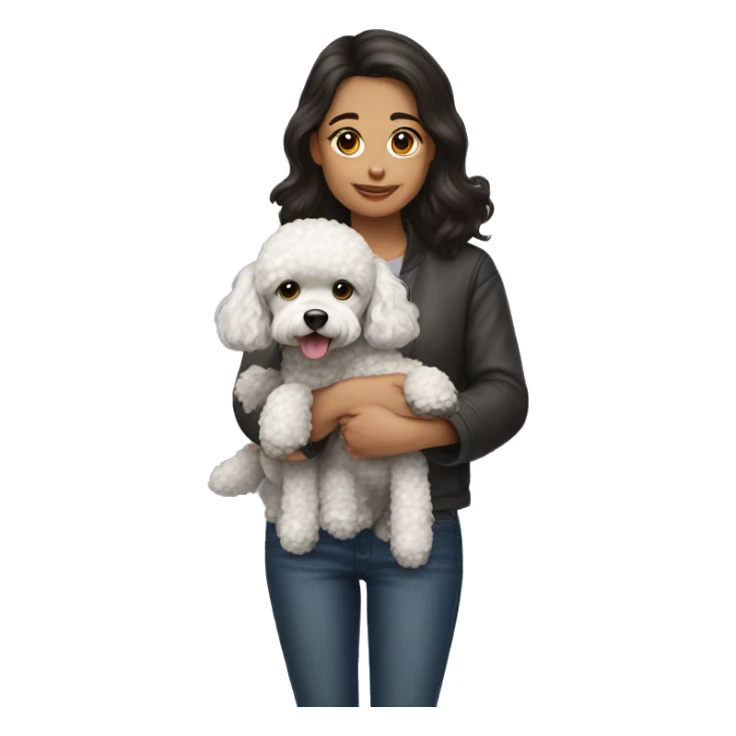 Girl with dark hair and toy poodle dog sticker