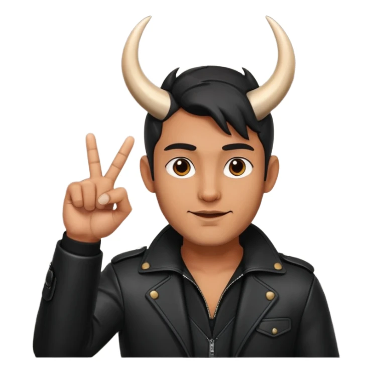 Un uomo vestito in nero che fa il gesto delle corna  sticker