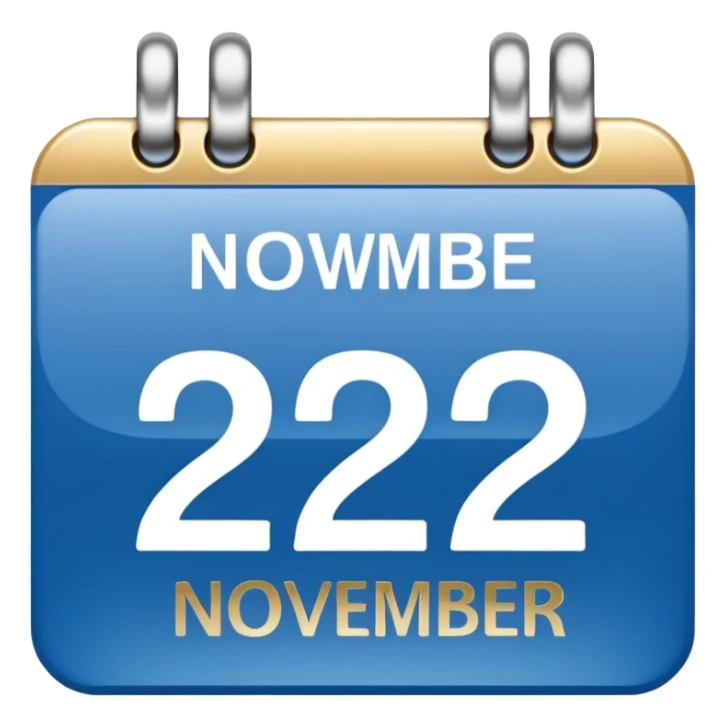 no generate an ios style background free calender icon, blue and gold and white with the date 22 november highlited sticker