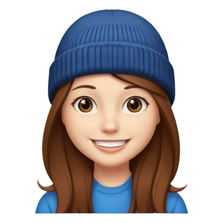 Girl with long brown hair and wearing a beanie
 sticker