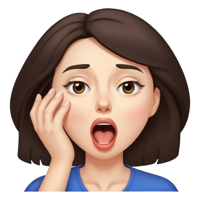 yawning brunette woman with dark circles under eyes sticker