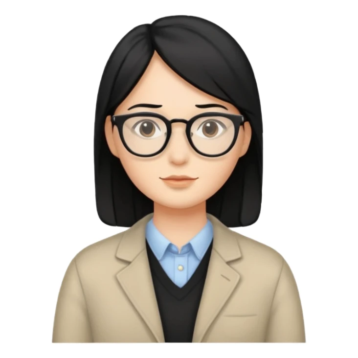 Bug with middle part black hair and glasses sticker