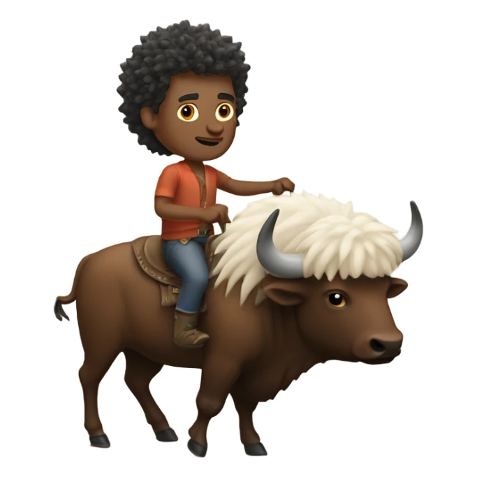 White man with spikey hair riding buffalo sticker