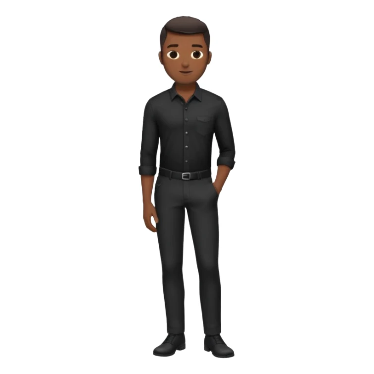Handsome black man in a black button up shirt and black pants sticker