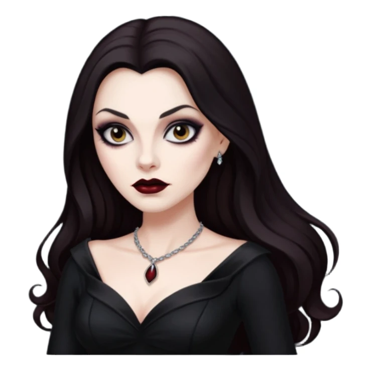 Vampira with long dark brown hair sticker