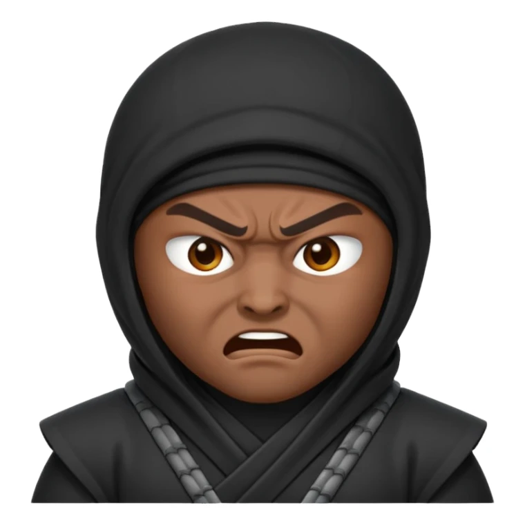 Hazme un emoji de ninja enojado que no tenga boca sticker