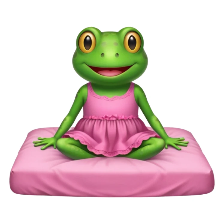 Frog in bed wearing a little pink dress sticker