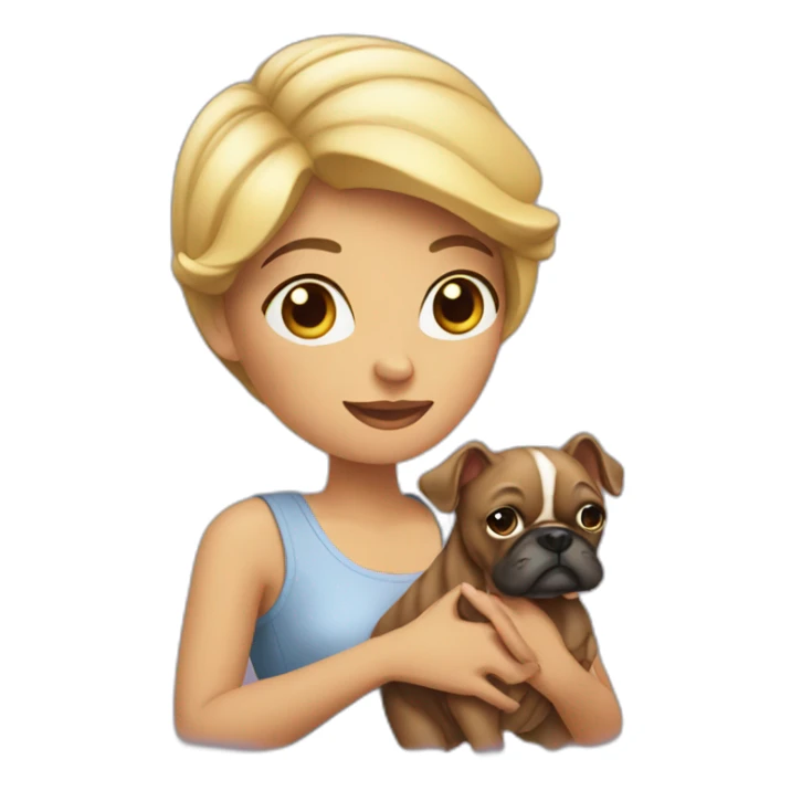 A woman holding a bouledogue  sticker