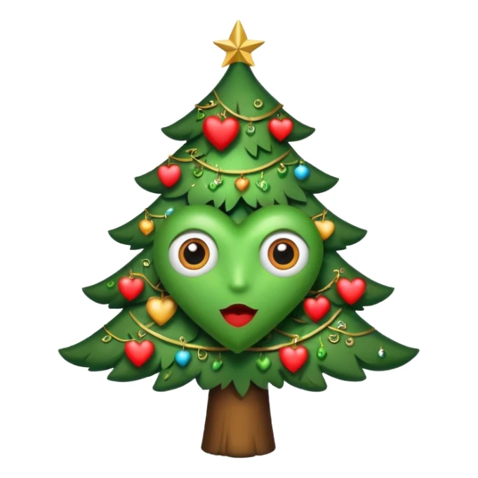 Christmas tree with eyes in shape of heart sticker