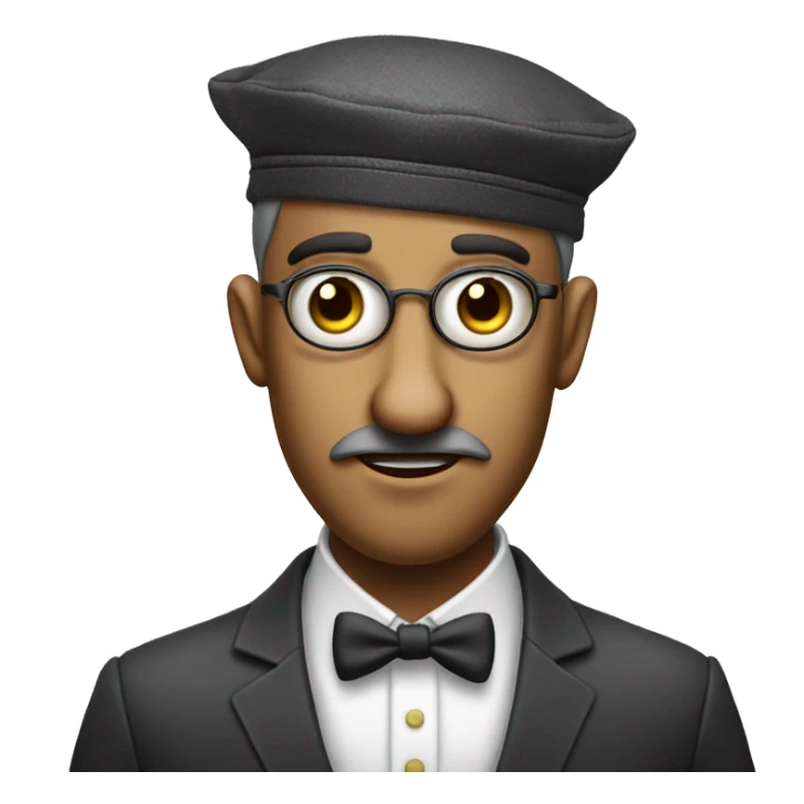 Short greedy banker with giant nose and Kippah sticker