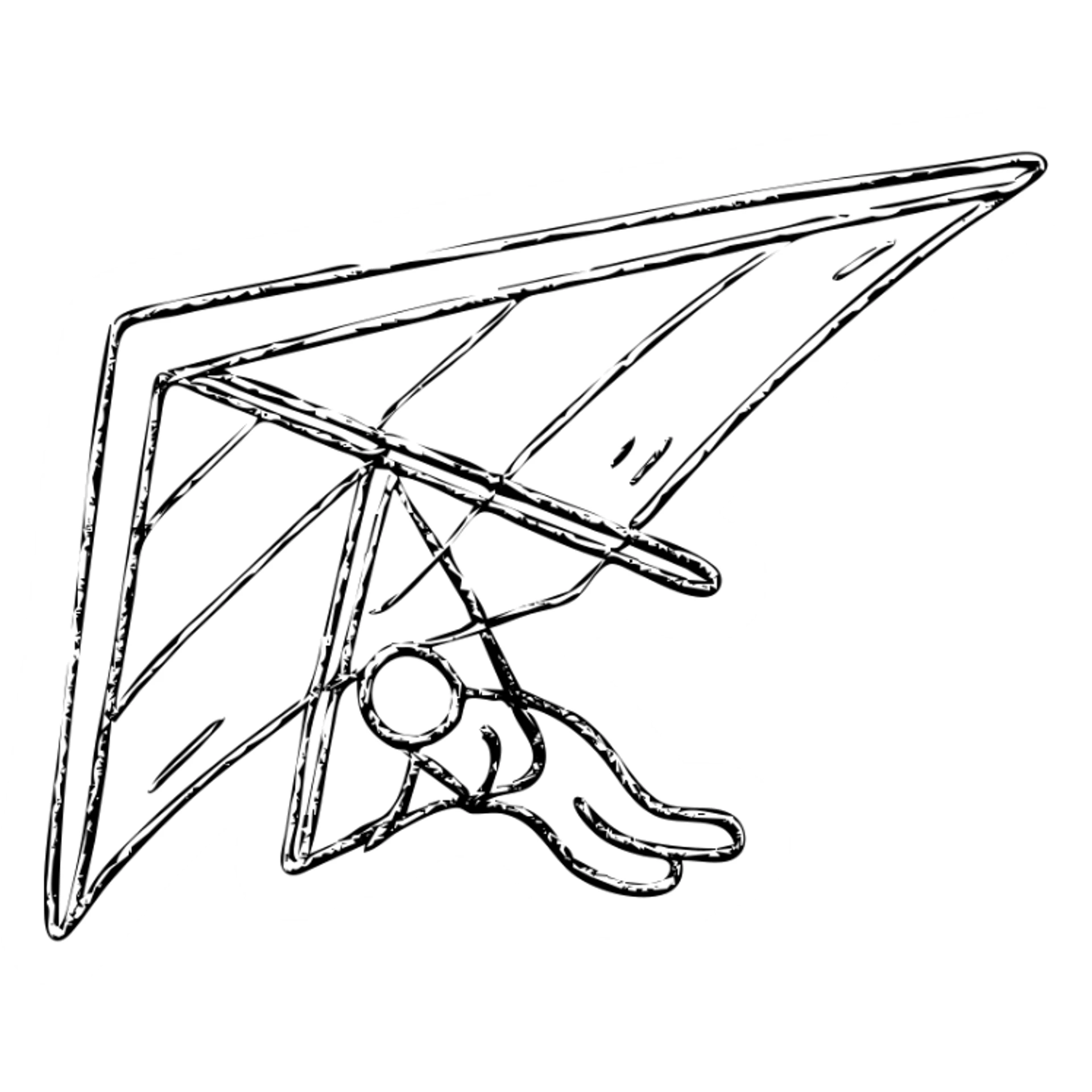 hand drawn outlined hang glider icon sticker