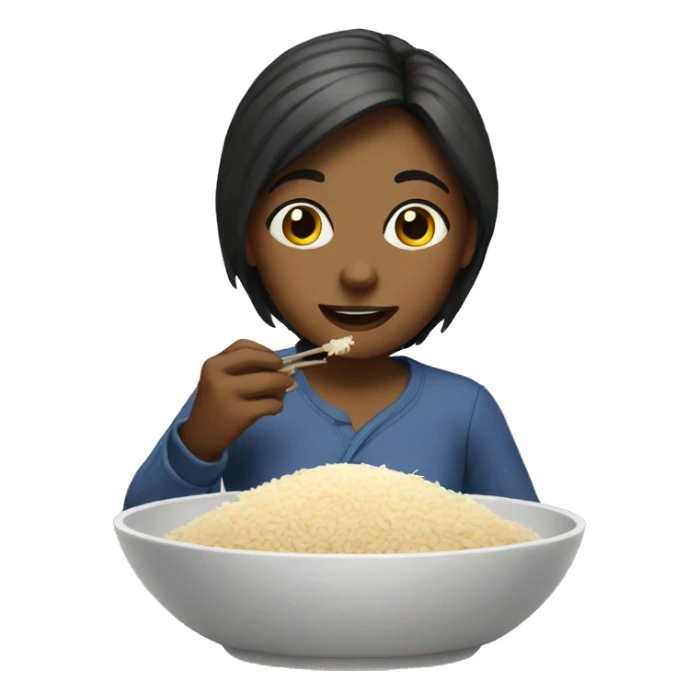 girl eating rice sticker