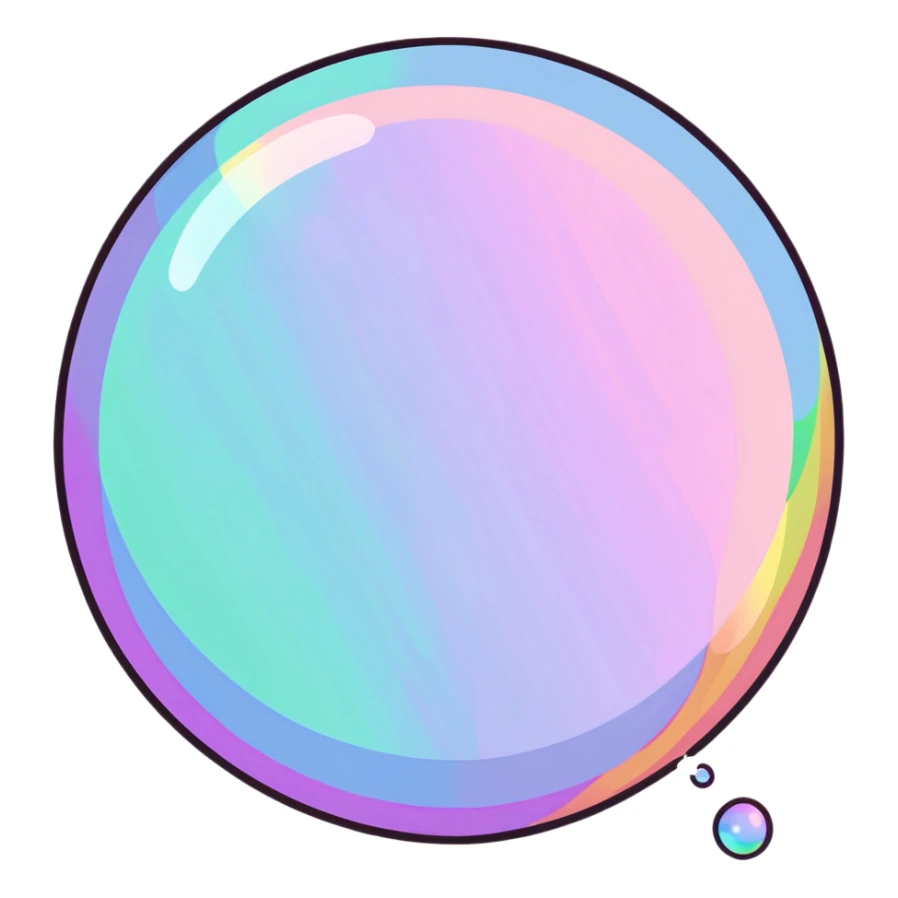 Iridescent soap bubble floating in the air with rainbow colors sticker