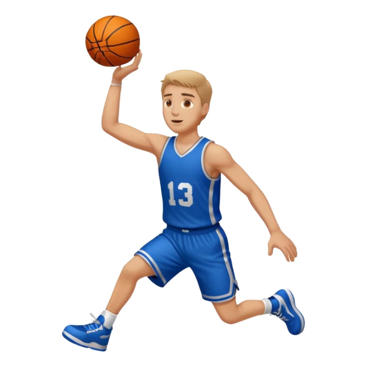A white man with a basketball, doing a layup sticker