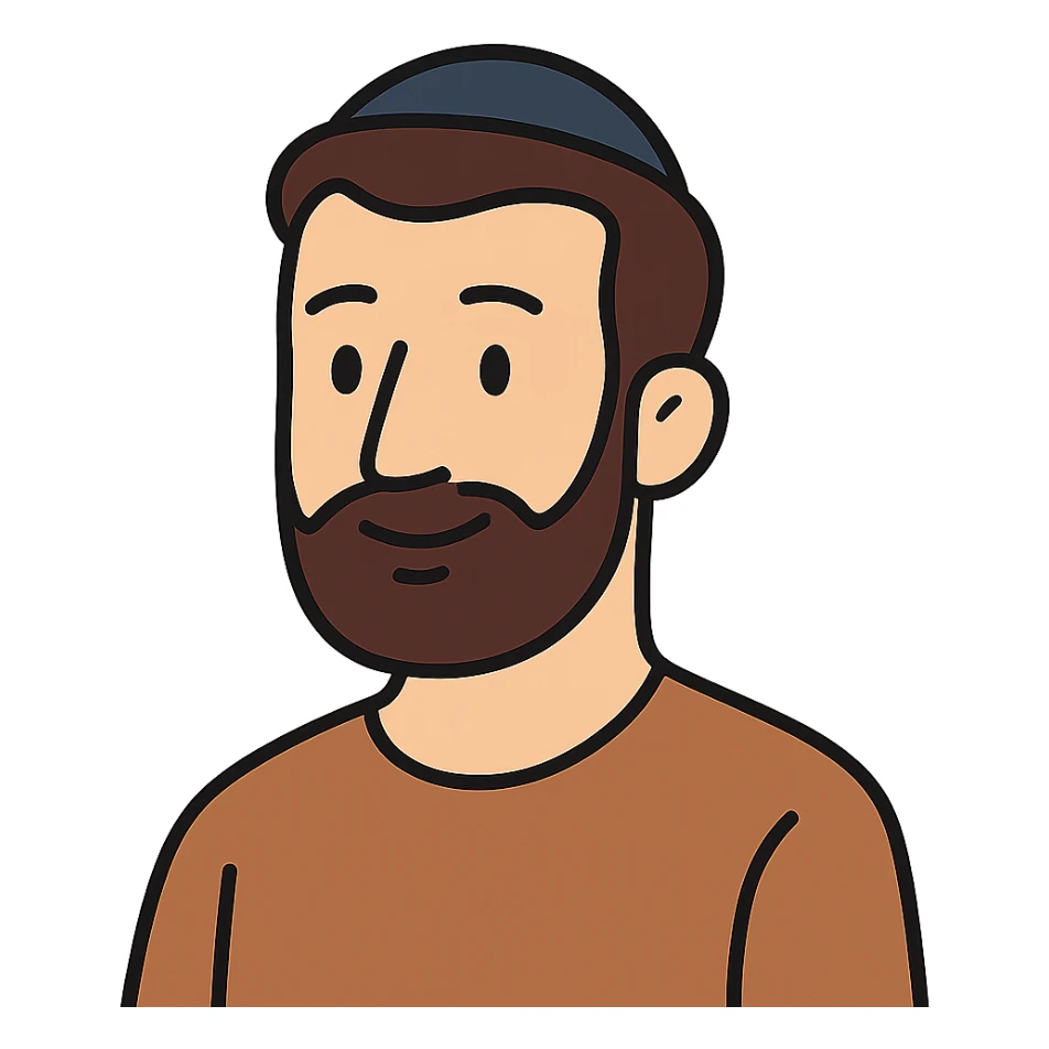 flat toon style simple features Jewish man wearing a kippah sticker
