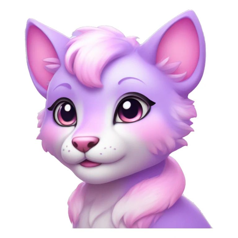 Kawaii cute gorgeous colorful sparkly bright light pastel lilac-pink-white-gradient fantasy ethereal anthro fursona animal creature sticker