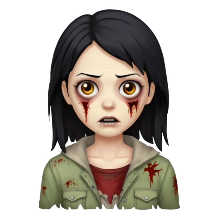 Uma mulher zombie de cabelo preto médio e olho castanho sticker