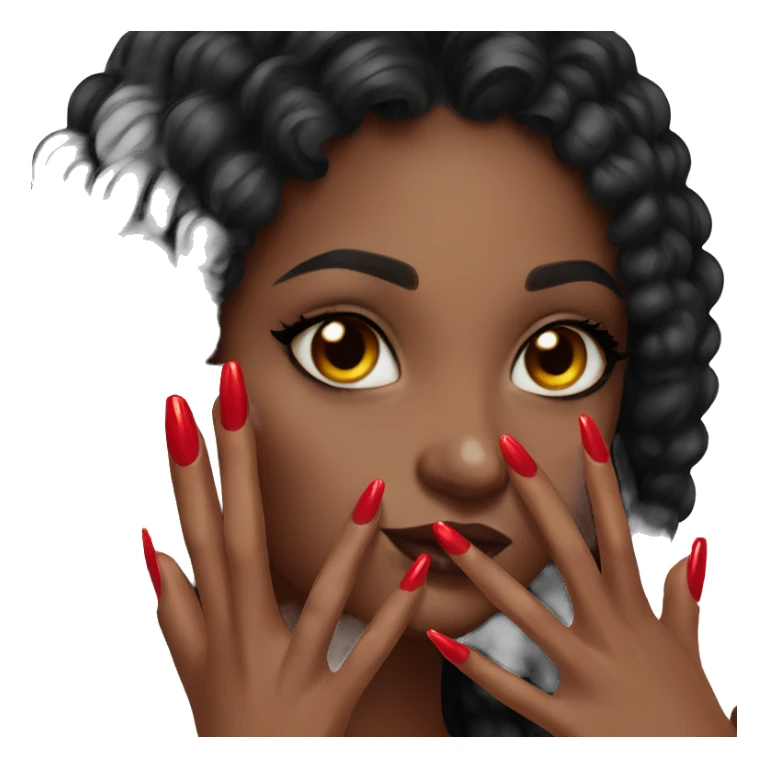 Long red nails on light black girl habds sticker