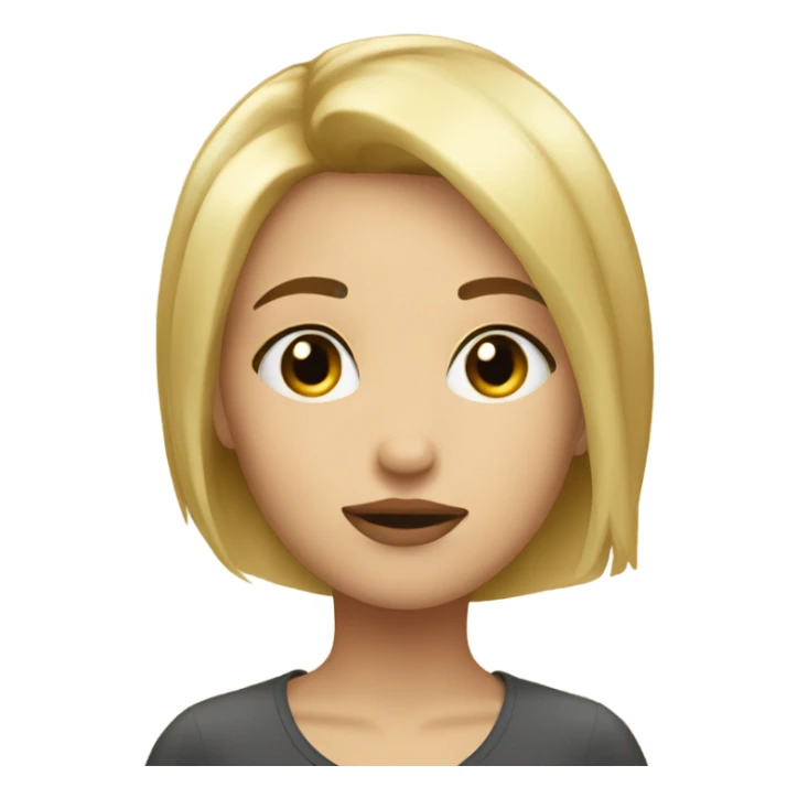 girl with blonde short hair pretty with kissy face sticker