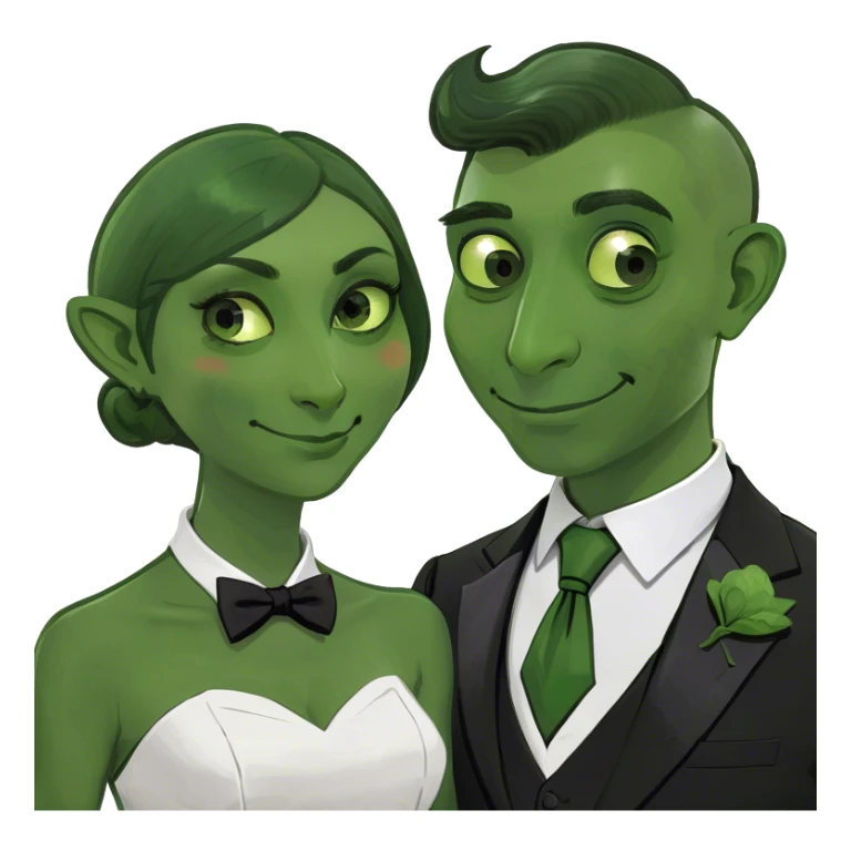 couple in formal attire outdoors sticker