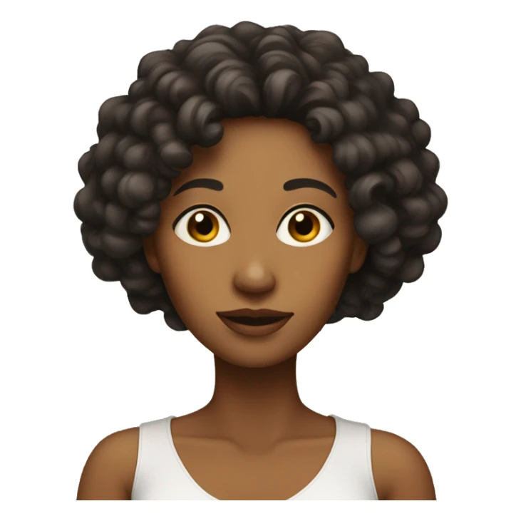 A woman head with light brown skin, very thick long black curly  sticker