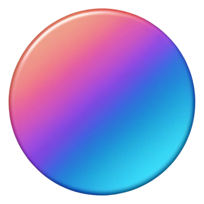 
One  Rotate 35 degree  coin color in in gradient of turquoise, blue, pink, purple, and coral sticker