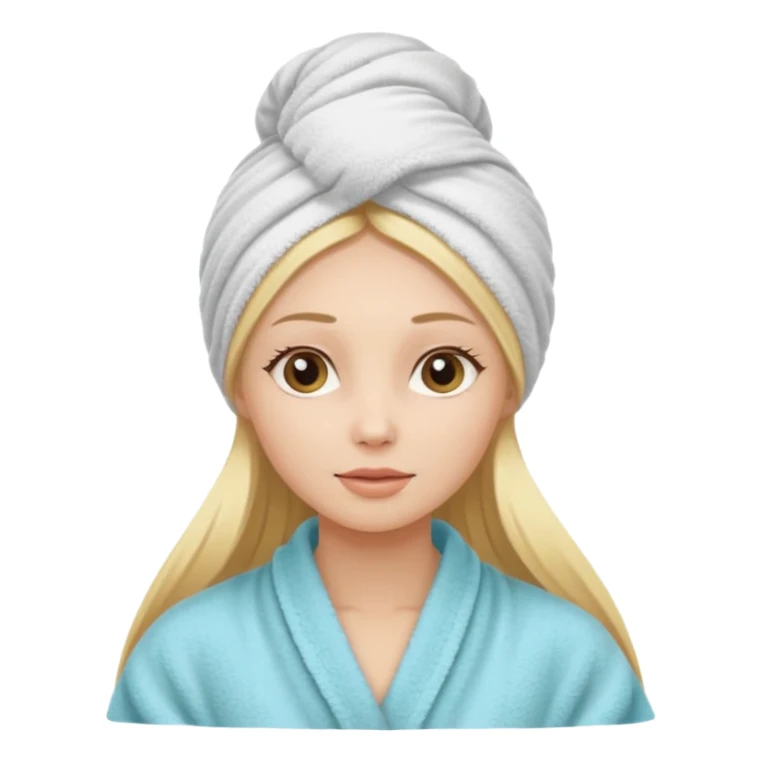mulher branca e loira cabelo longo com toalha na cabeça tipo spa sticker