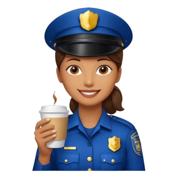 woman police holding coffee sticker