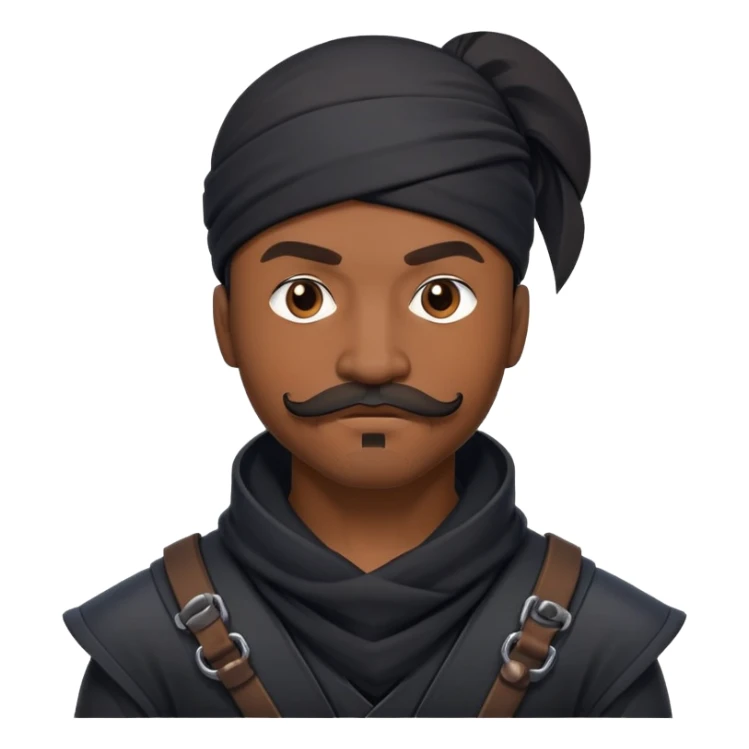 african-american web developer mustache mercenary black asymmetrical ninja hacker sticker