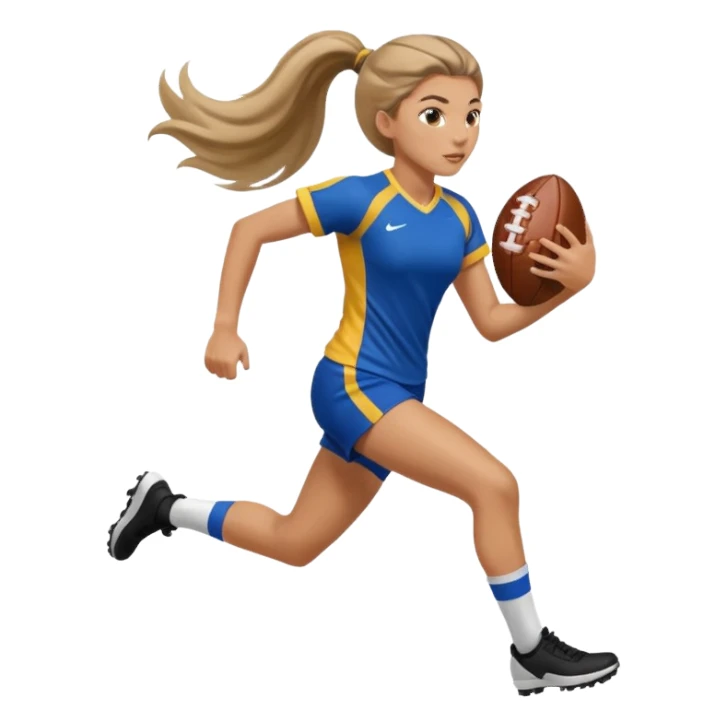 Long Haired Football Players, Female player with ponytail running sticker