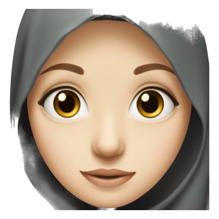 A white-skinned girl wearing a black hijab has medium-sized eyes sticker