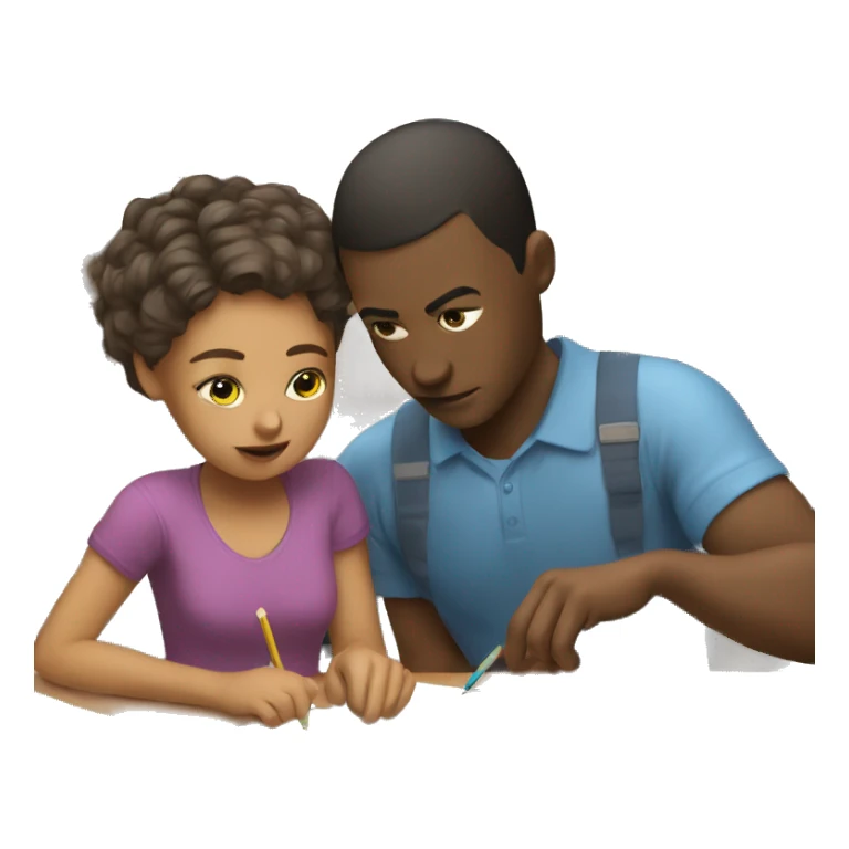 parent helping kid with homework gender and race neutral sticker