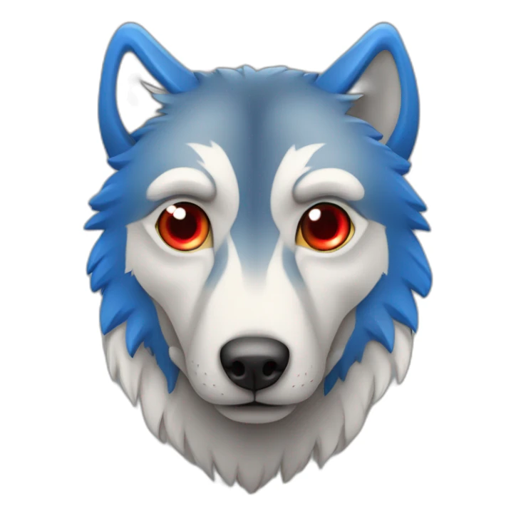 Loup  avec un oeil bleu et un oeil rouge sticker