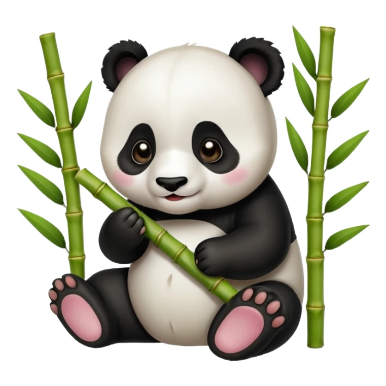 baby panda eating bamboo sticker