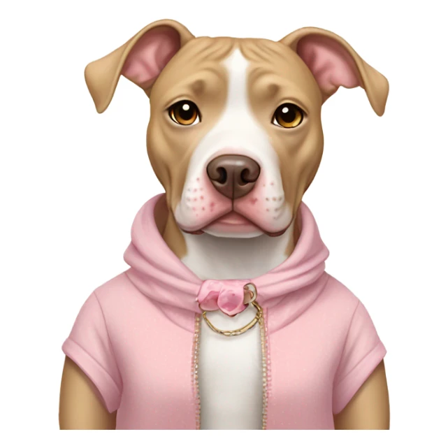 Tan and white pit bull dog wearing cute girly clothes  sticker