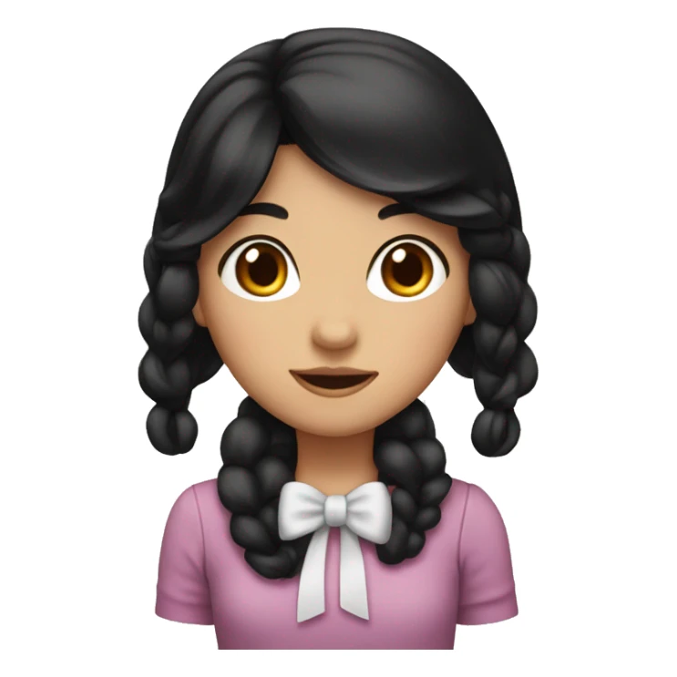 Girl with black hair and a bow on her head sticker