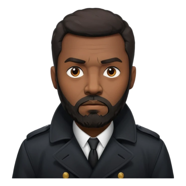 black bearded man in black in black trenchcoat  sticker
