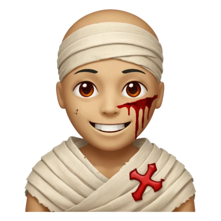 halloween mummy smiling without teeth and with blood stains sticker