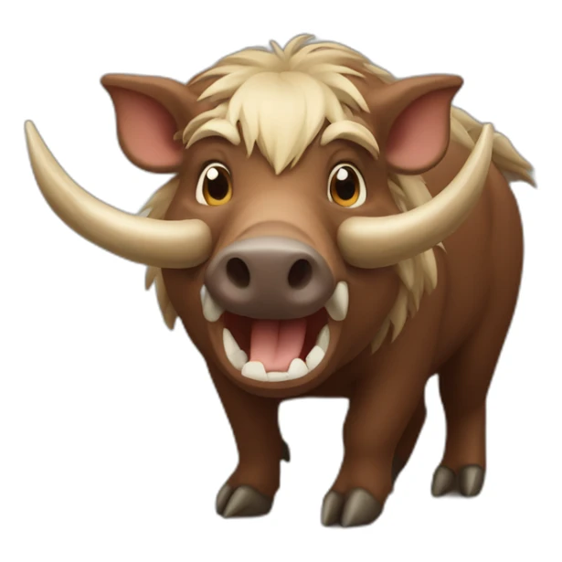 anthropomorphic brown boar with tusk sticker
