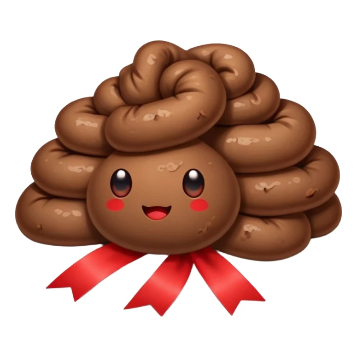 Poop with ribbon and cute eyes sticker