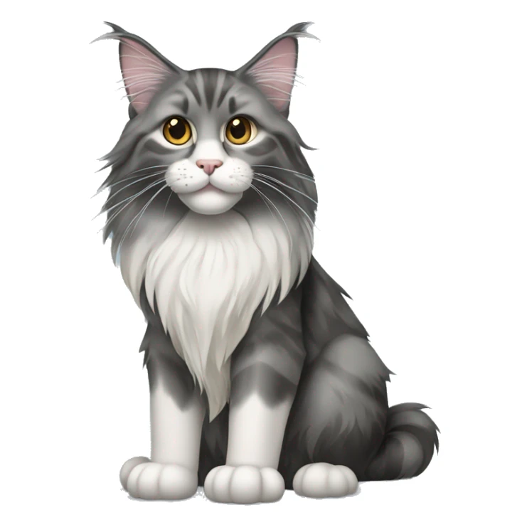 A maine coon cat with gray and black hair sticker