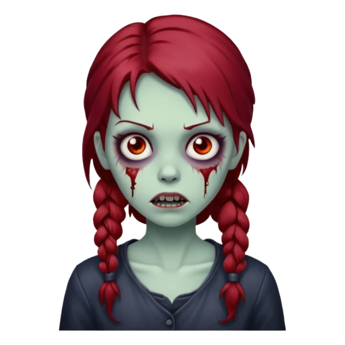 zombie girl with dark red hair sticker