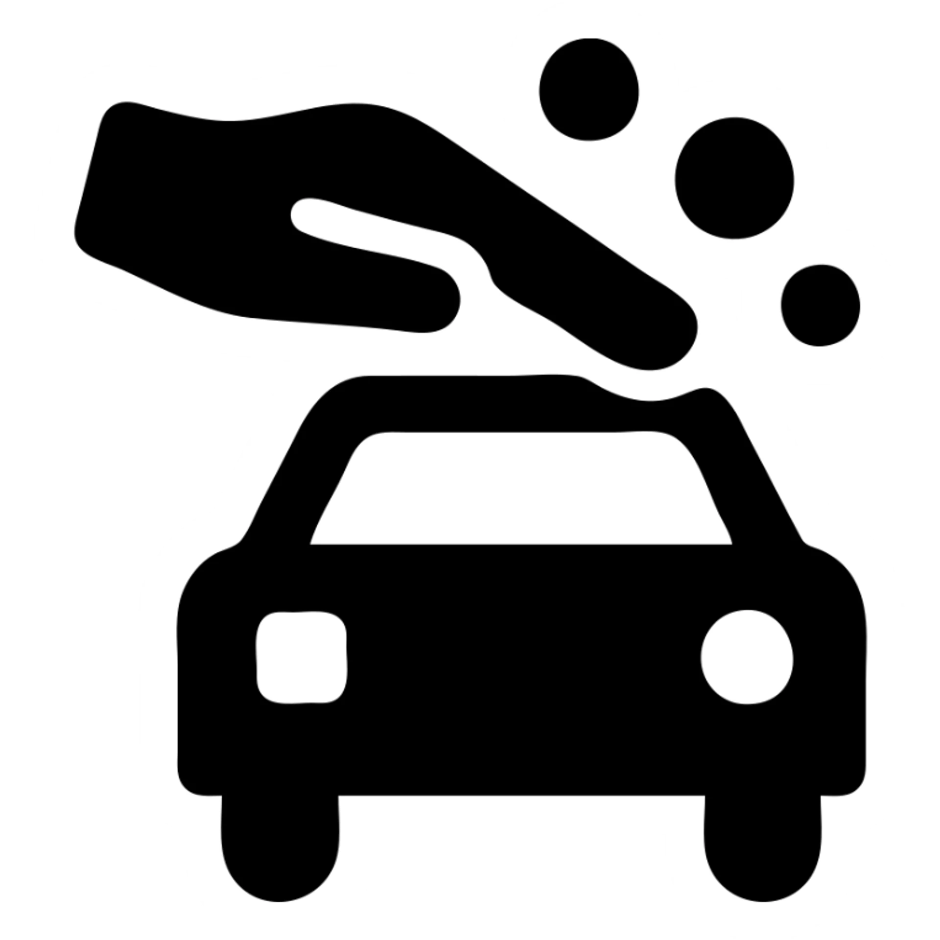 solid filled icon of a hand washing a car, representing Hand Wash sticker