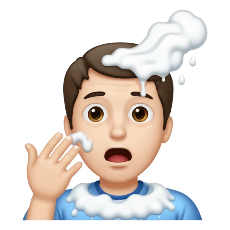 smiley throws up, rolling his eyes upward, white foam pours from his mouth sticker