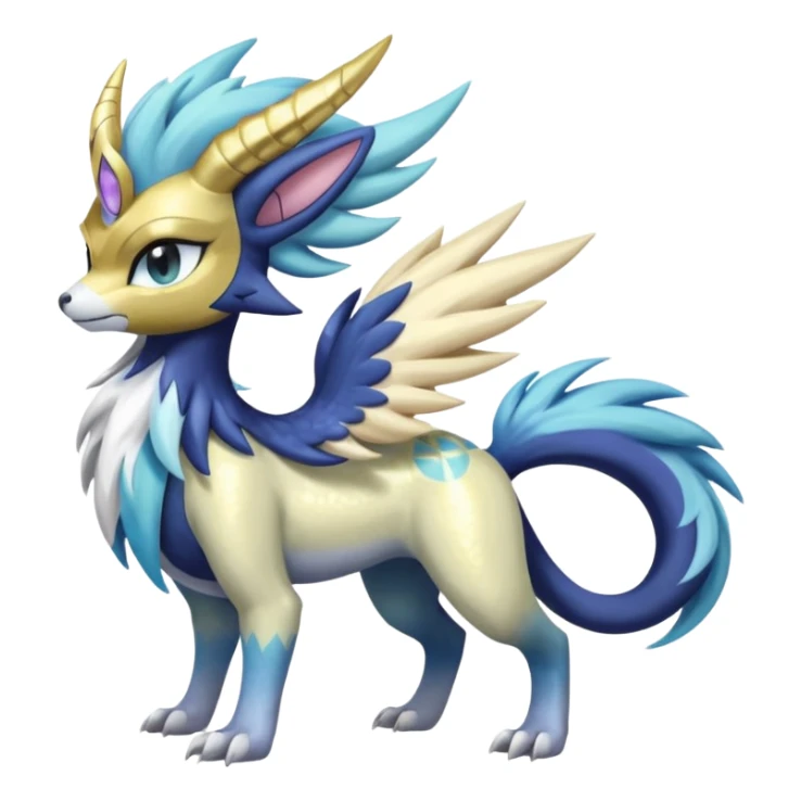 Shiny Sunny furry scaly painted Asian pastel-gradient Absol-Meloetta-Solgaleo-Luxray-Suicune-fusion sticker