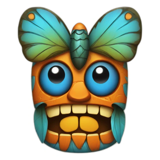Tiki with colors blue and orange-butterfly sticker