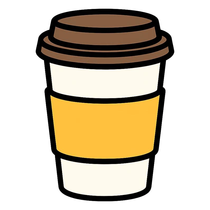 Make a closed coffee to-go cup like the reference, but a little smaller and with no emoji or logo in the middle. Keep the same style and colors as the reference. sticker