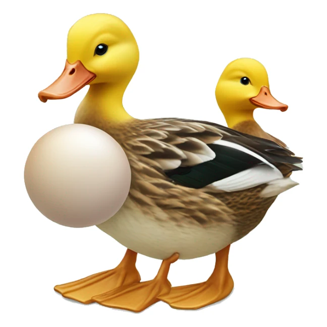 Two older ducks and a Little duck with an egg sticker